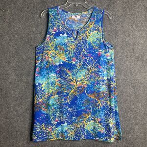 Sunny Oceans A-Line Dress Resort Cruise Vacay Beach Art Sleeveless Comfort Rayon